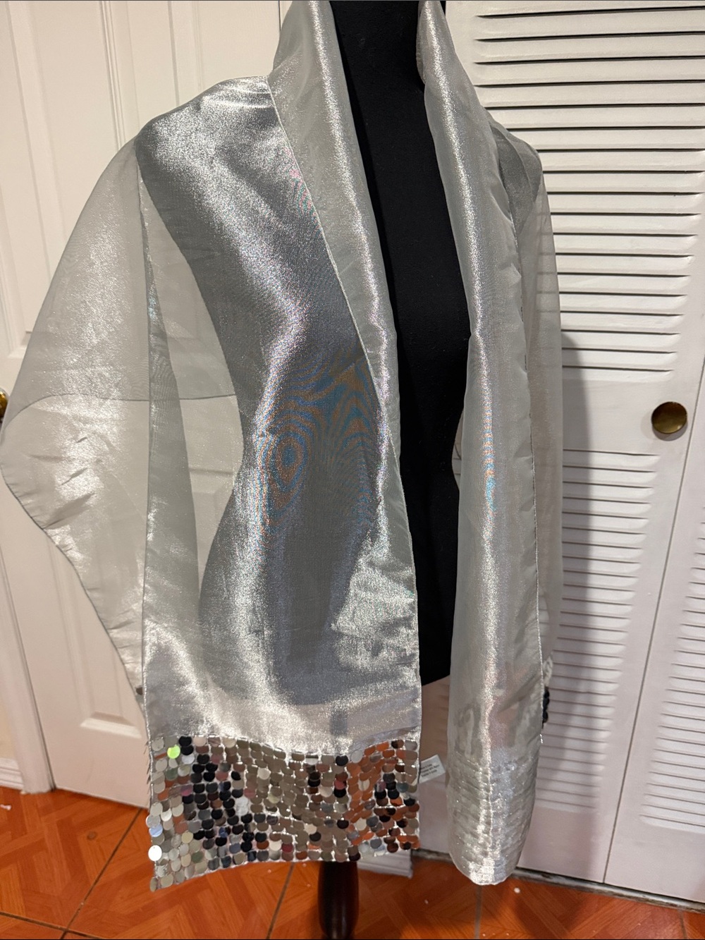 Silver Sequin Edge Wrap Scarf